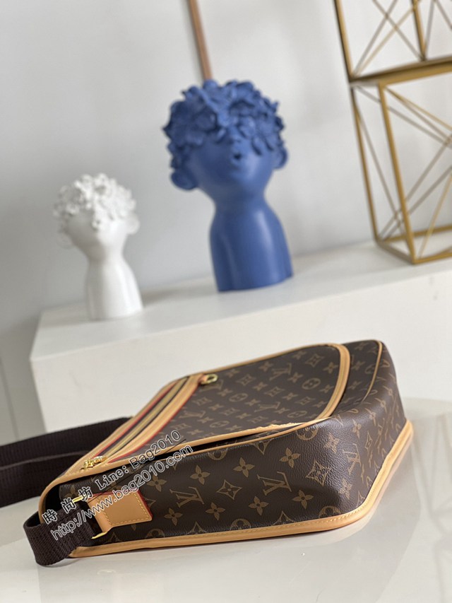 LV專櫃2023新款中古橫拉鏈蓋頭斜挎郵差包 M40108老花 路易威登老花男士肩背包 dn1115
